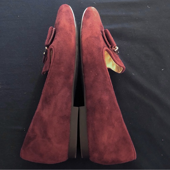 Cole Haan Tali Bow Suede Loafer Cordovan Burgundy Color Gold Hardware Size 5 B - Picture 6 of 11